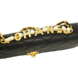 Chanel Shoulder Wallet Matelasse Chain Lambskin Black Gold Hardware Women's