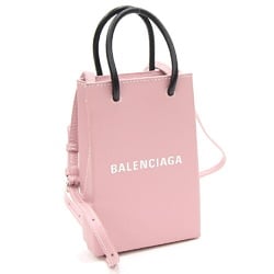 Balenciaga Handbag Phone Holder 593826 Pink Black Leather Shoulder Bag Bicolor Women's BALENCIAGA