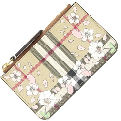 Burberry Coin Case 8067137 Beige Leather Purse Sakura Check Pattern Ladies Floral Blossom BURBERRY