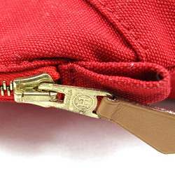 Hermes Pouch Bolide MM Red Cotton Canvas H Half Moon Shape Women's HERMES