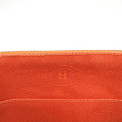 Hermes Pouch Bolide Orange Cotton Canvas Leather H Half Moon Shape Multi Cosmetics Ladies HERMES