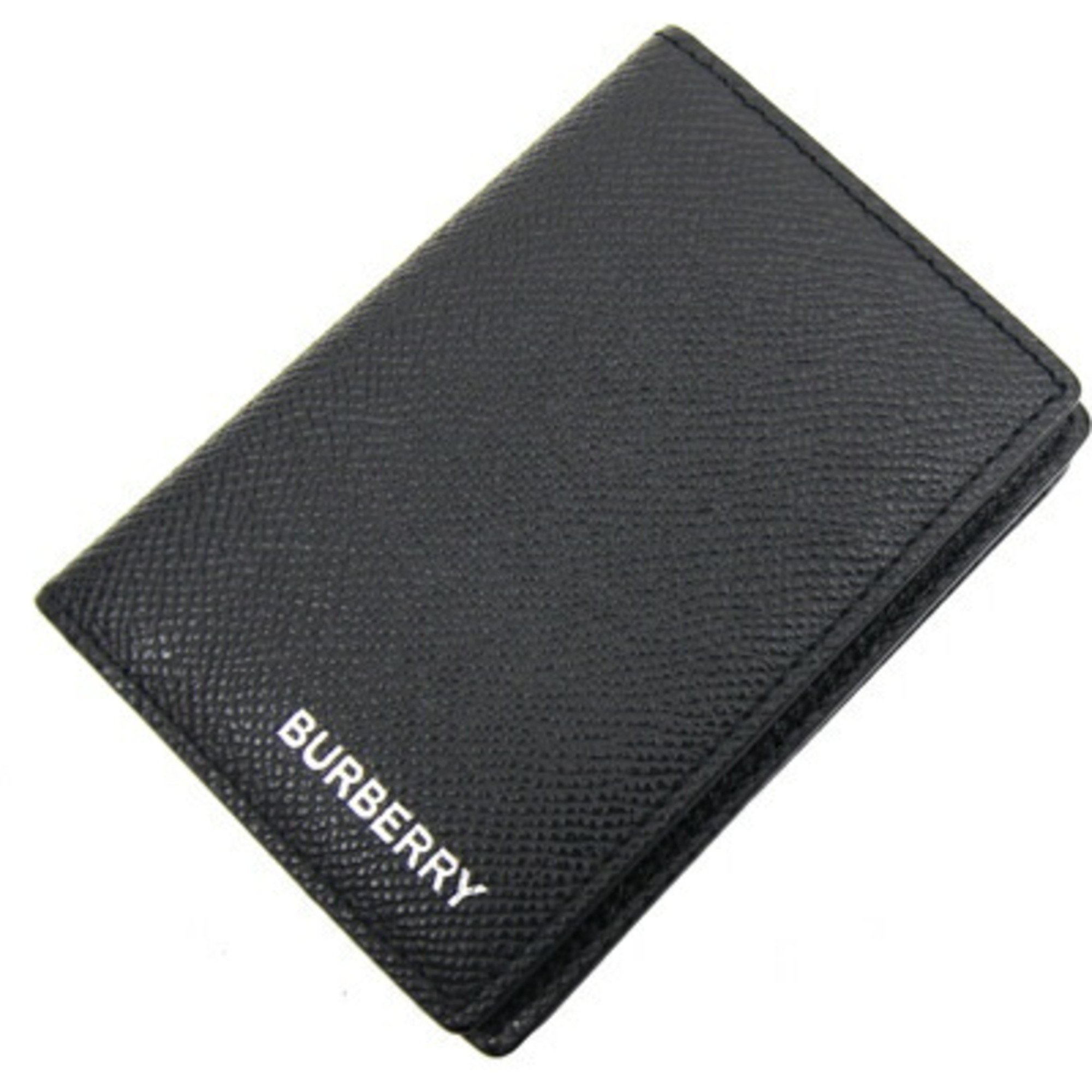 Burberry Business Card Holder Black Leather Case Men's BURBERRY