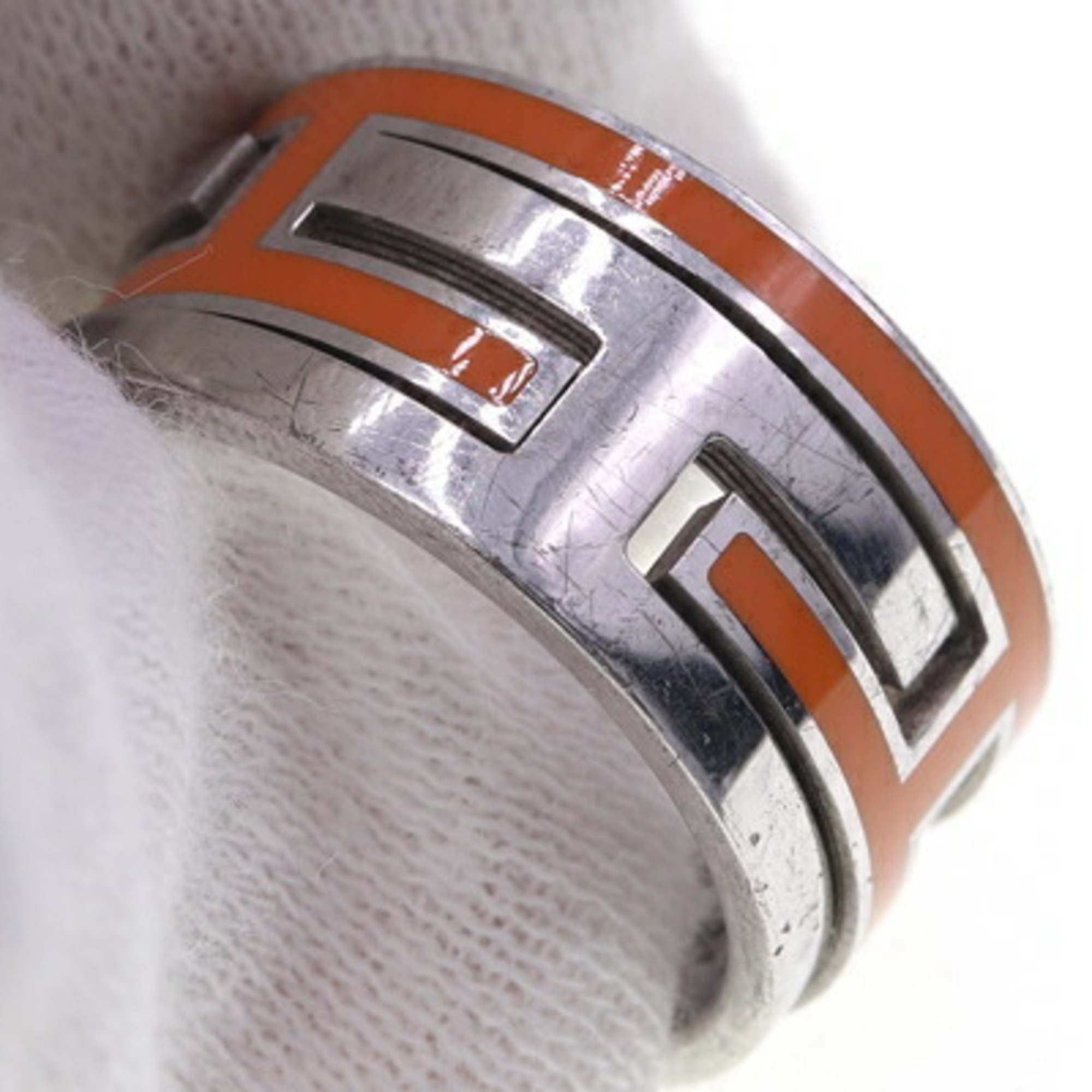 Hermes Ring Move Ash Orange Silver SV Sterling 925 Size 54 H Women's HERMES  | eLADY Globazone