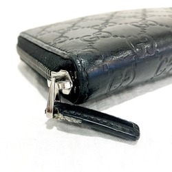 GUCCI Shima 447906 GG Black Leather Round Zipper Wallet Long Men's