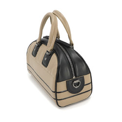 Christian Dior Vibe Small Bowling Bag 2way Hand Shoulder Leather Beige Black M6209BFCA