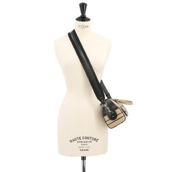 Christian Dior Vibe Small Bowling Bag 2way Hand Shoulder Leather Beige Black M6209BFCA
