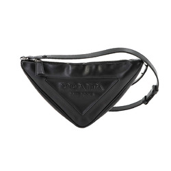 Prada PRADA triangle shoulder bag leather black 1NQ043 silver metal fittings Triangle Shoulder Bag