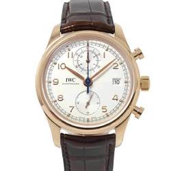 IWC Portuguese Chronograph Classic IW390402 Men's Watch Date Silver Dial K18PG Back Skeleton Automatic Winding International Company
