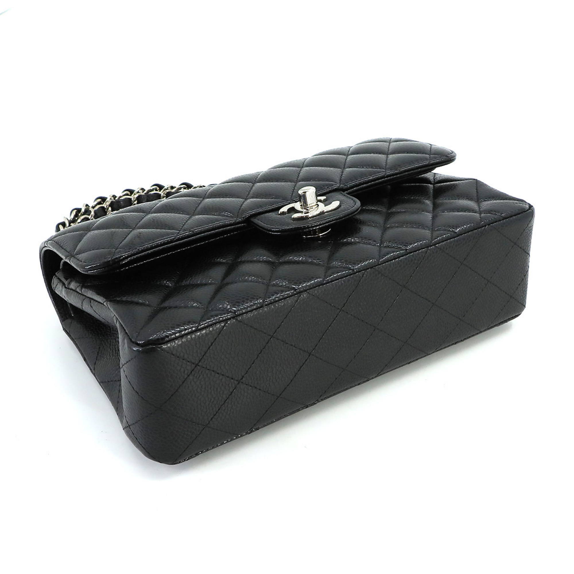 CHANEL Matelasse 23 Chain Shoulder Bag Caviar Skin Black A01113 Silver Hardware