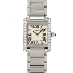 Cartier Tank Francaise SM W4TA0008 Women's Watch Diamond Bezel Ivory Dial Quartz