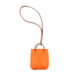 Hermes HERMES Sac Orange Shopper Type Bag Charm Anu Milo Fou D Engraved