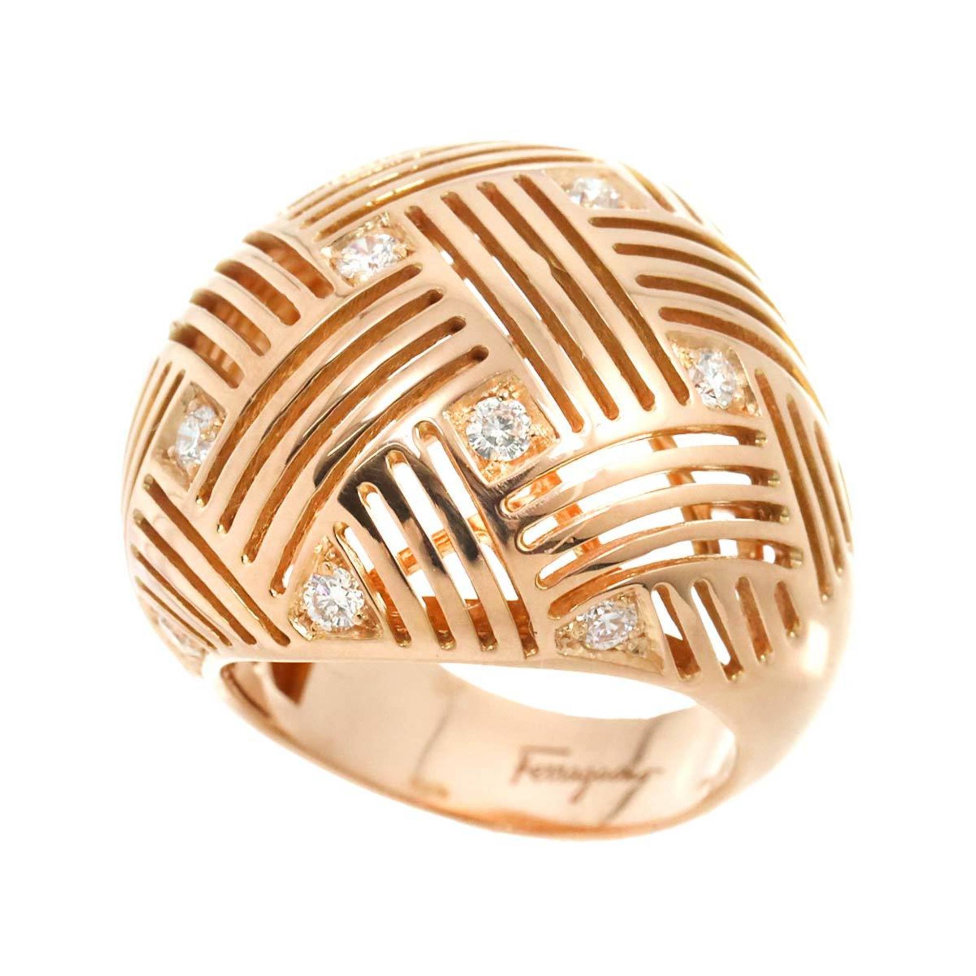 Salvatore Ferragamo No. 6.5 Ring Diamond K18 PG Pink Gold 750