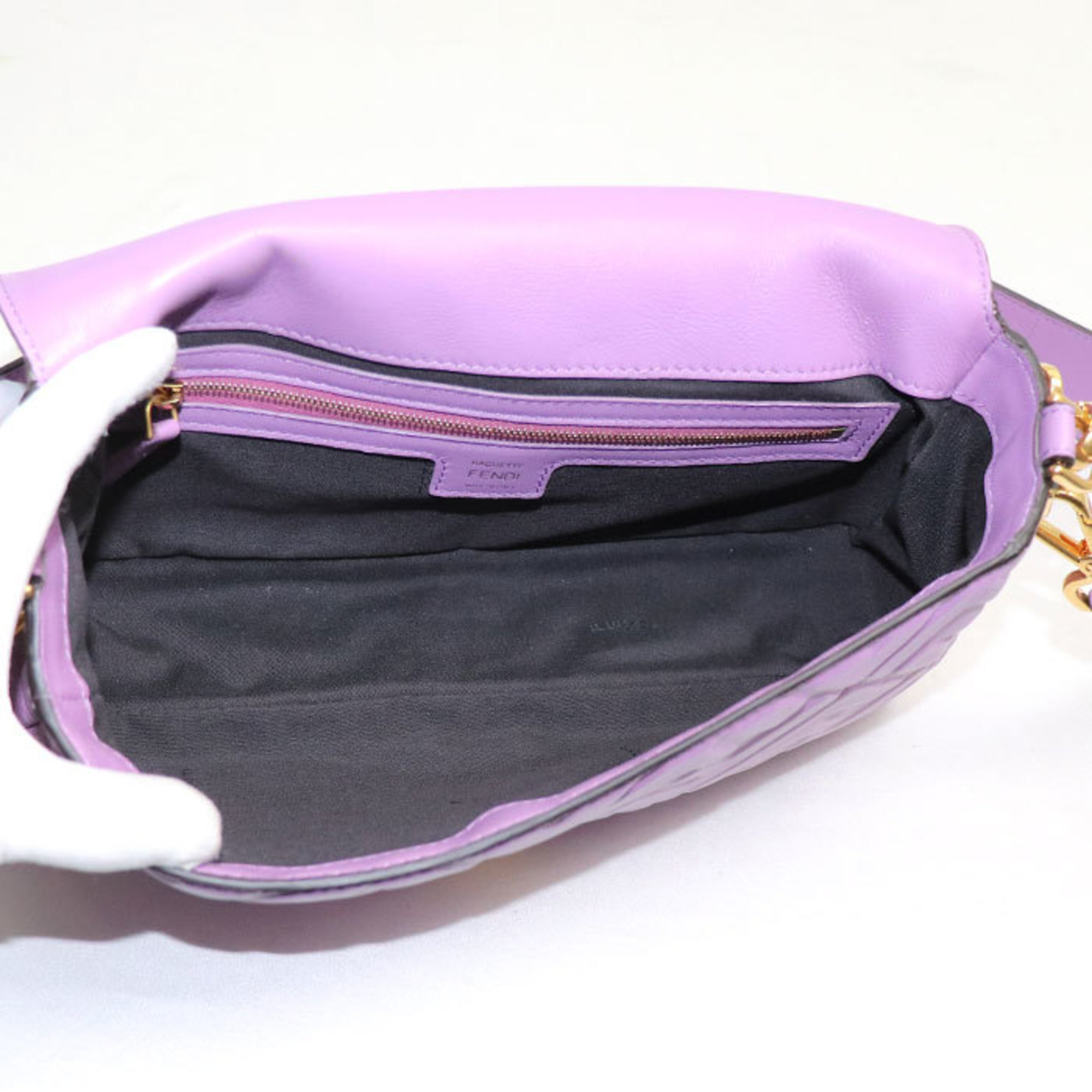 FENDI Burgundy Nappa Leather 2Way Shoulder Bag Purple 8BR600 Women's