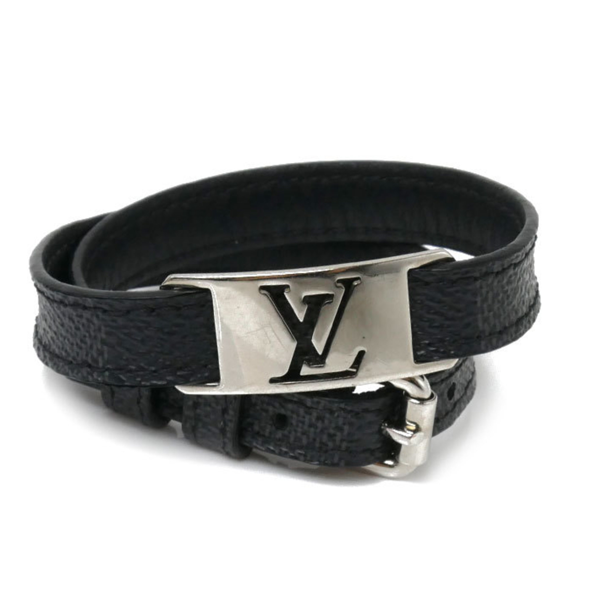 LOUIS VUITTON Damier Graphite Canvas Bracelet Sign It M6616 36-39cm Men ...