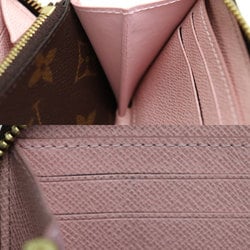 LOUIS VUITTON Portefeuille Clemence Long Wallet Round Zipper Monogram Rose Ballerine M61298 IC Chip Ladies