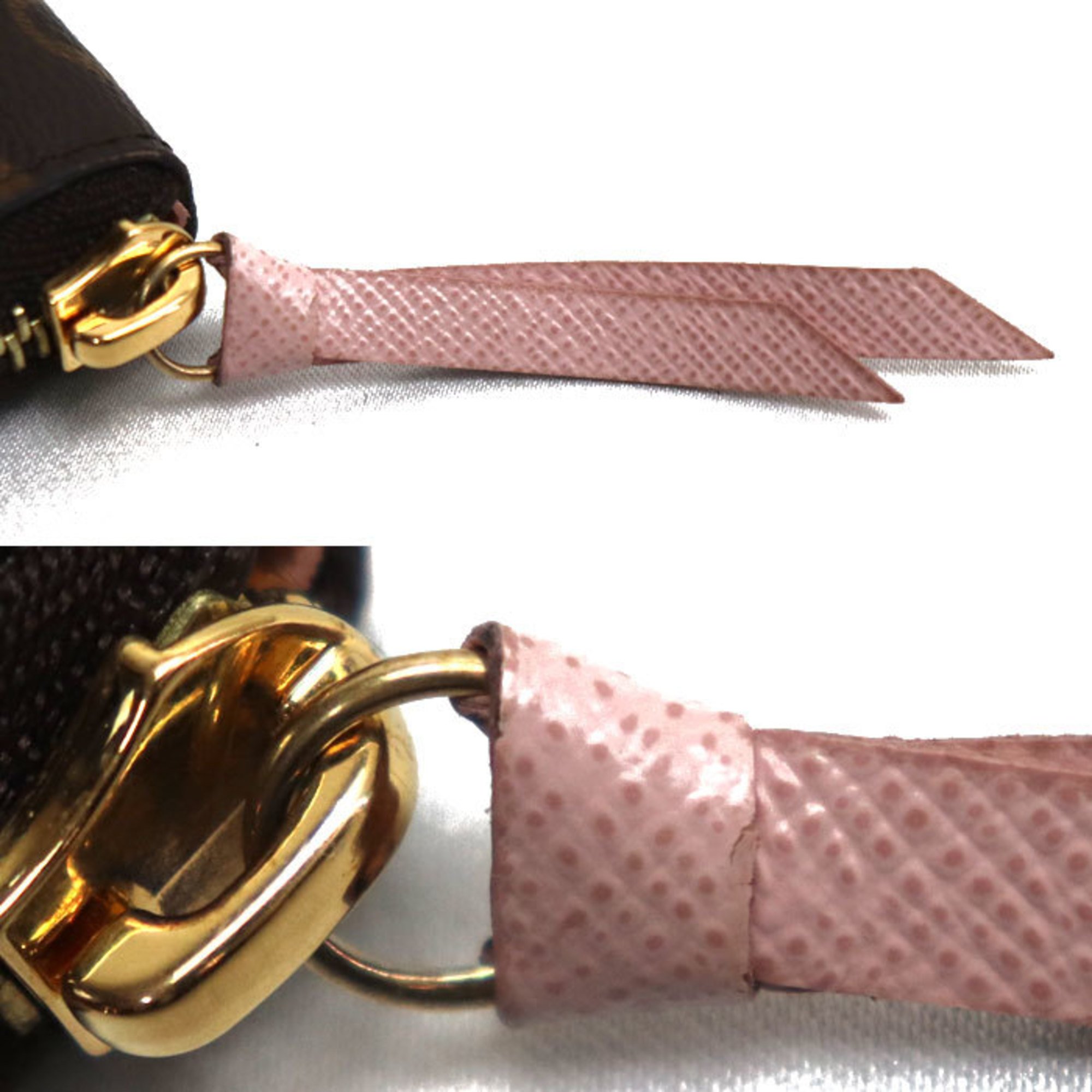 LOUIS VUITTON Portefeuille Clemence Long Wallet Round Zipper Monogram Rose Ballerine M61298 IC Chip Ladies