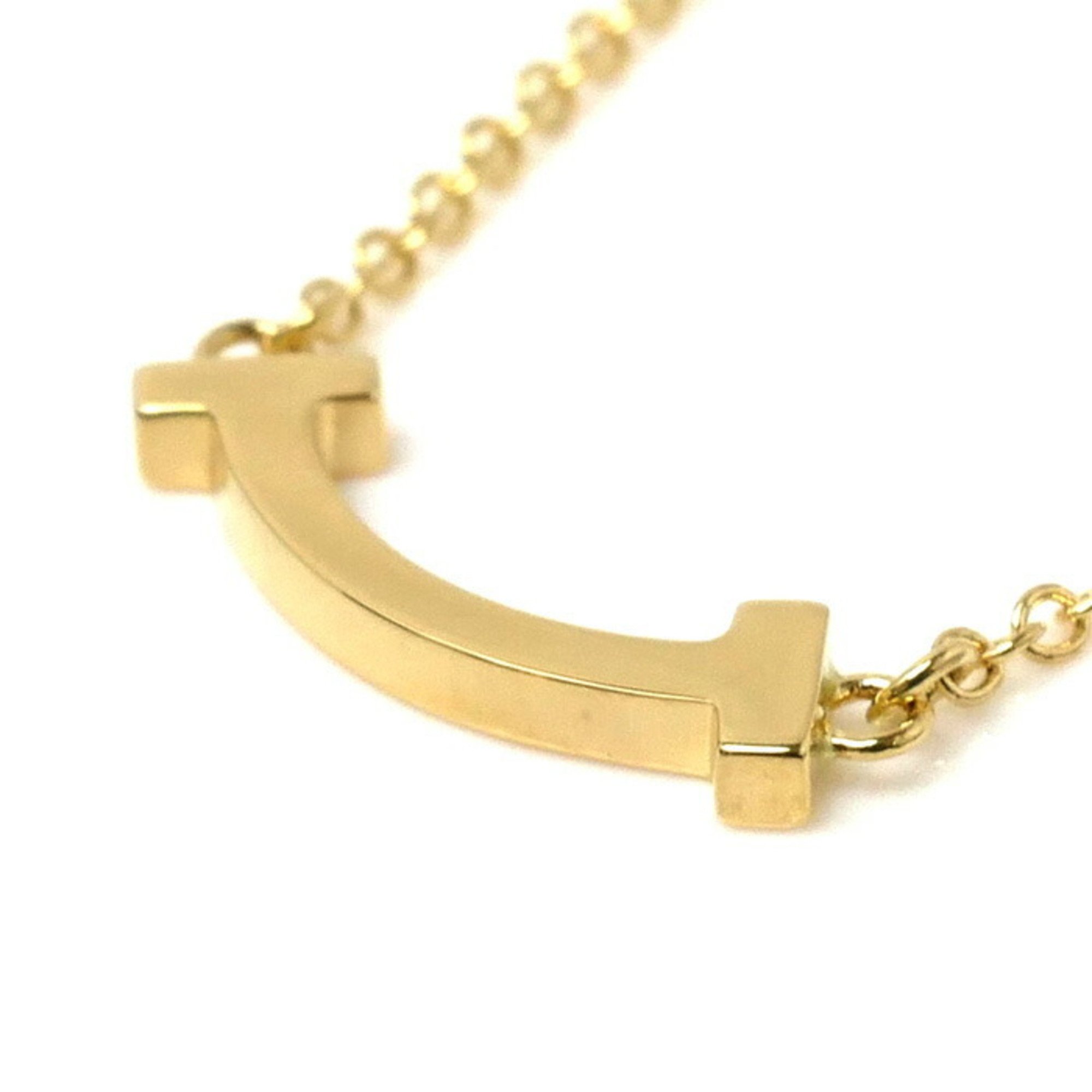 TIFFANY&Co. Tiffany K18YG Yellow Gold T Smile Mini Necklace 62617640 2.2g 41-46cm Women's