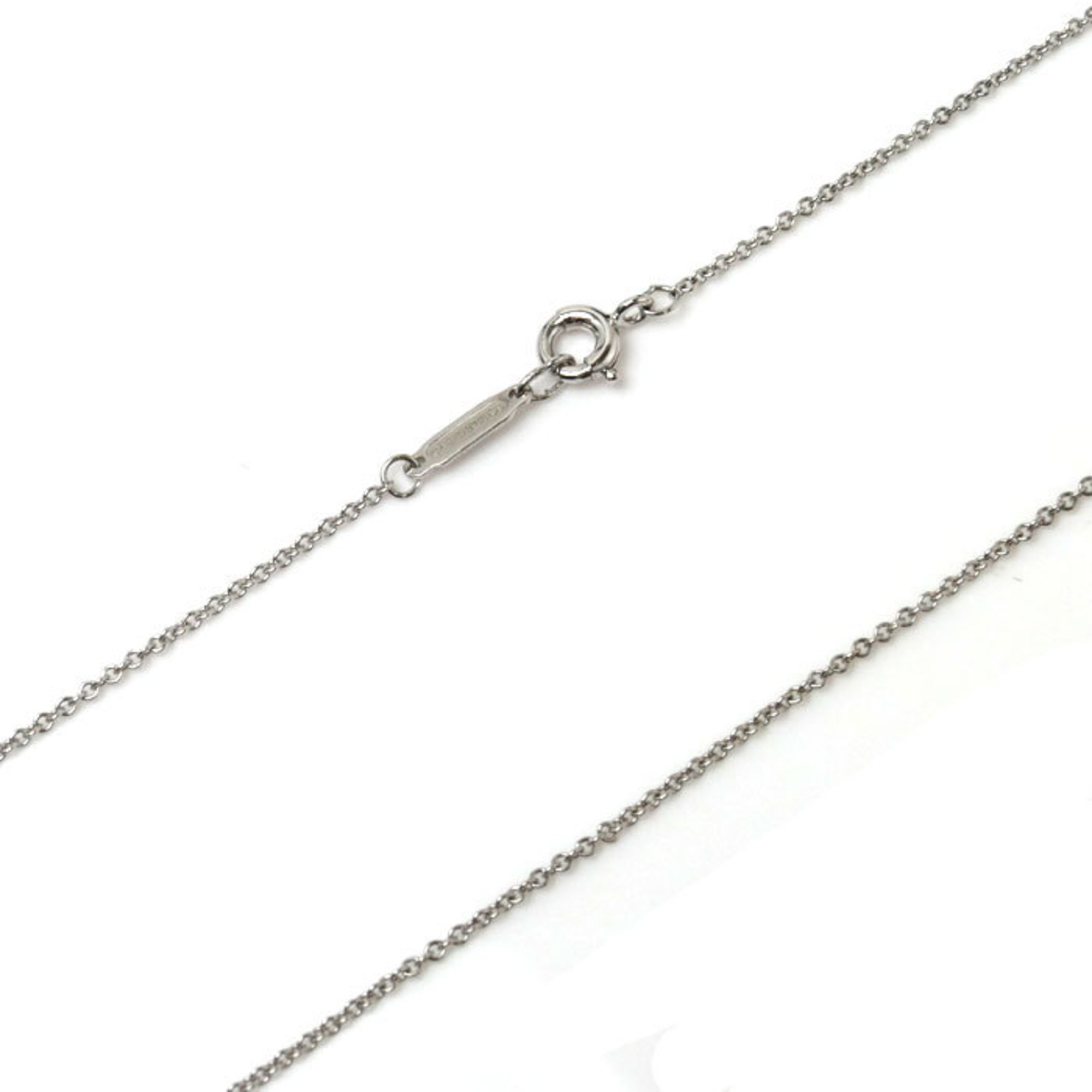 TIFFANY&Co. Tiffany Pt950 Platinum K18WG White Gold Small Cross 11P Diamond Necklace 3.7g 50cm Ladies