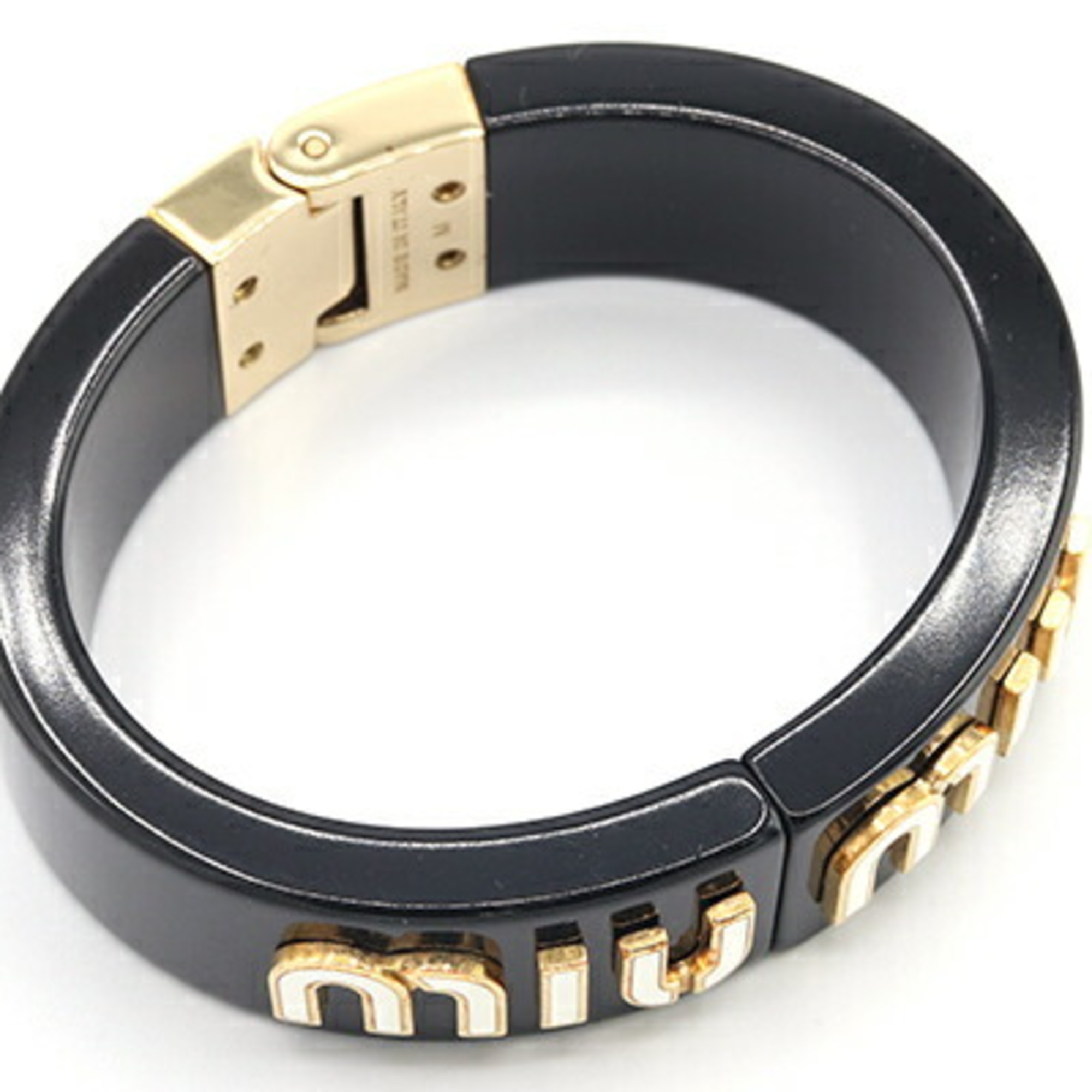 Miu Miu Miu Bangle Bracelet 5IB448 Black White Plex Metal Women's MIUMIU