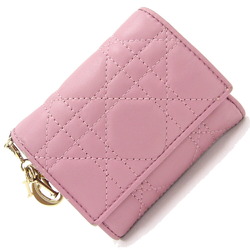 Christian Dior Dior Trifold Wallet Lady Lotus S0181ONMJ Pink Leather Compact Ladies Christian