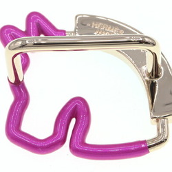 Hermes Scarf Ring Cheval Neon 70 H603392 Pink Blue Gold Closure Horse Motif Women's HERMES