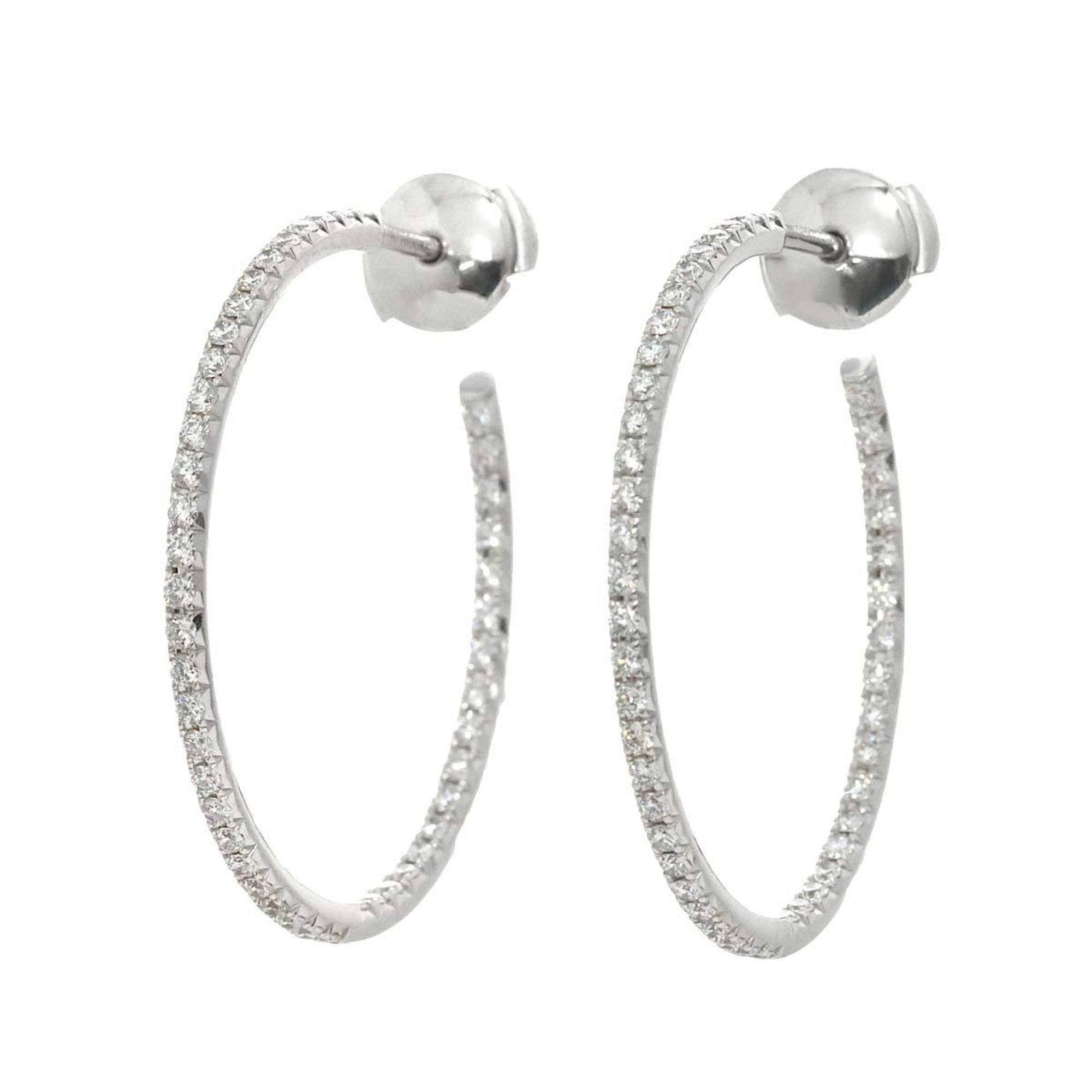 Tiffany TIFFANY&Co. Large Metro Hoop Diamond Earrings K18 WG White