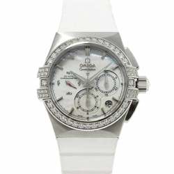 Omega OMEGA Constellation Double Eagle 121 17 35 50 05 001 Chronograph Ladies Watch Diamond Bezel Date White Shell Dial Back Skeleton Automatic Winding