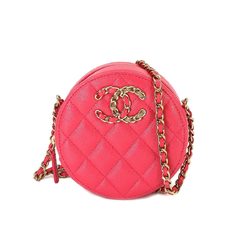 CHANEL 19 Chain Shoulder Bag Caviar Skin Leather Pink Round AP1805 Gold Hardware Matelasse