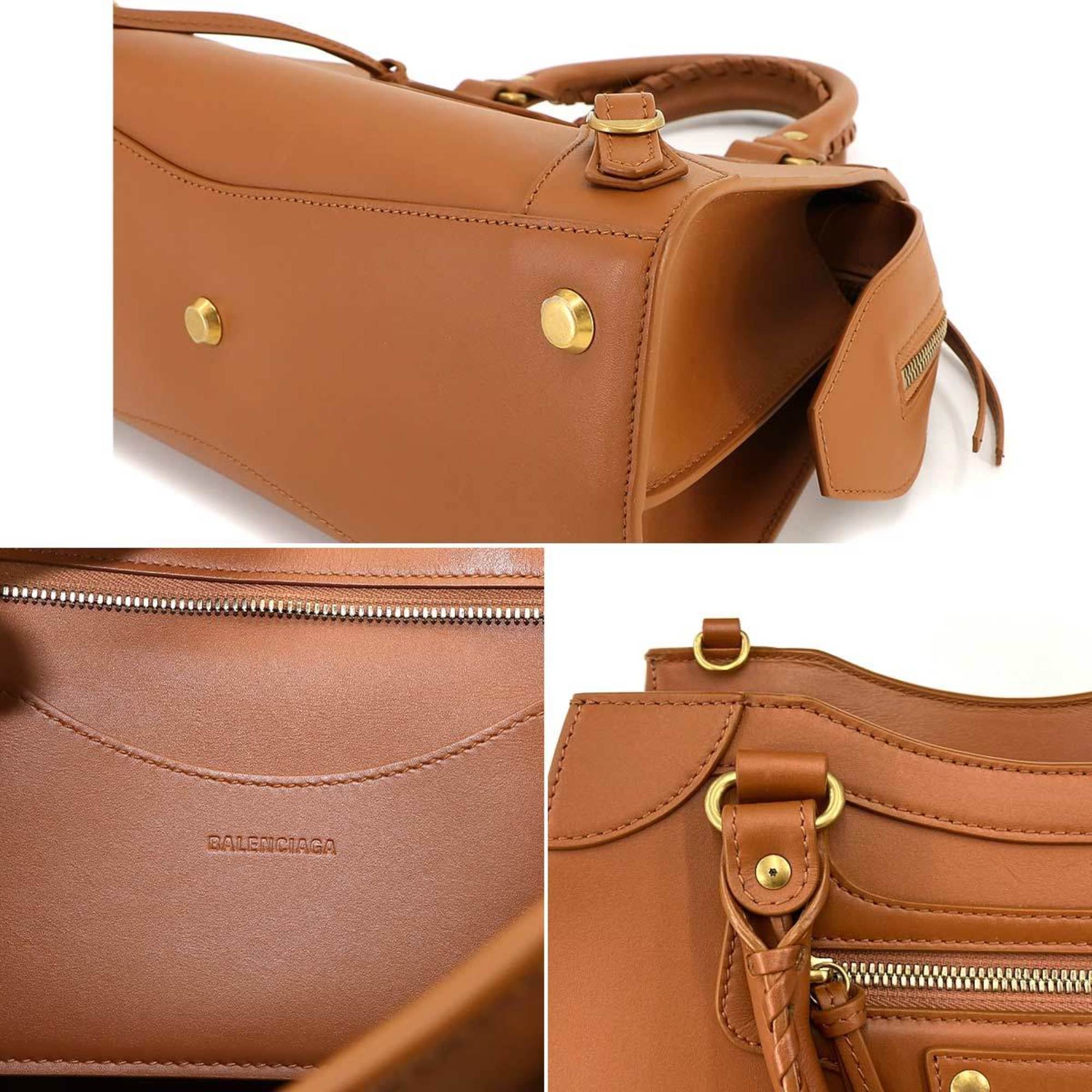 BALENCIAGA Neo Classic City S 2way Hand Shoulder Bag Leather Brown 678629