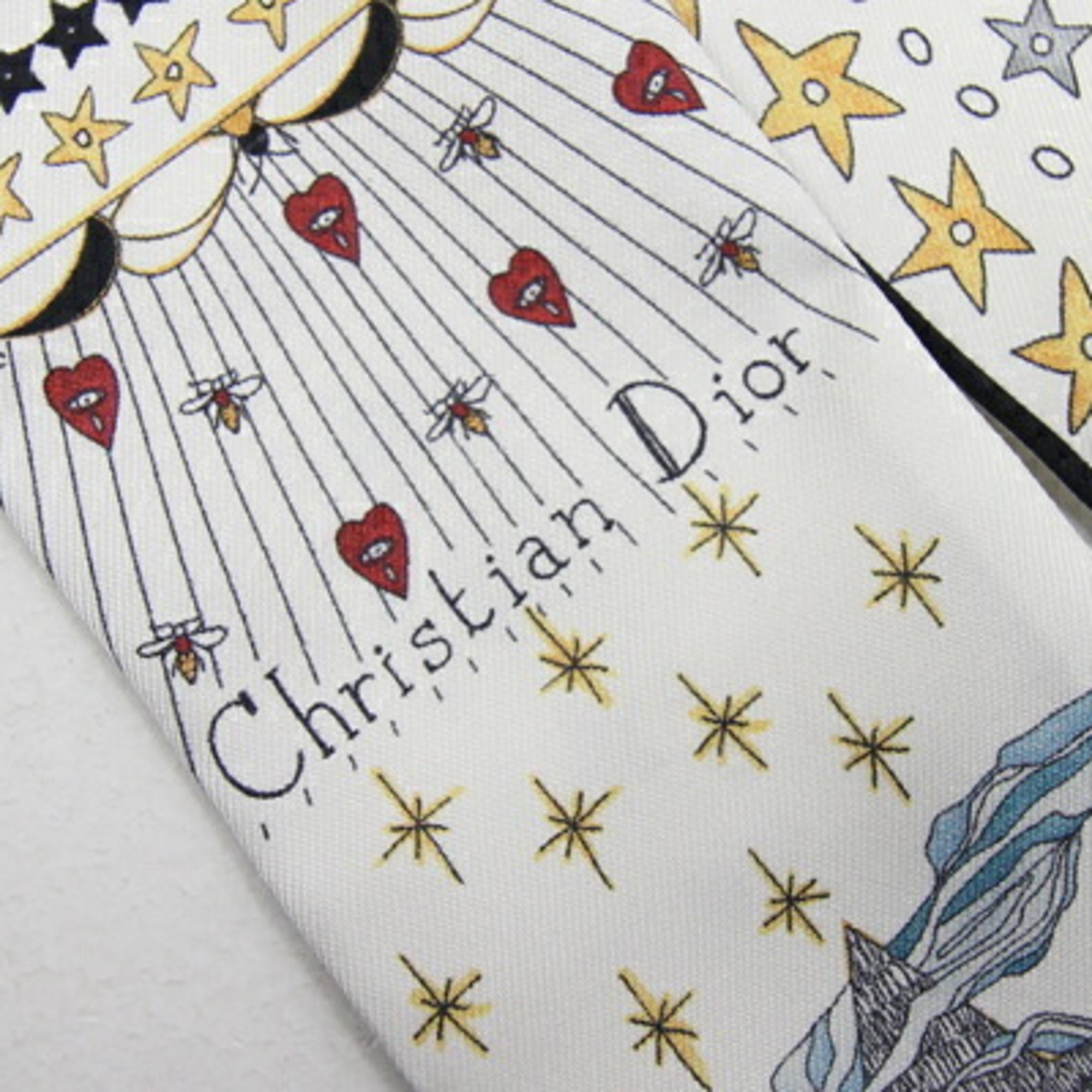 Christian Dior Dior Scarf Muffler 76MTA106I640_C015 White Multicolor 100% Silk Star Tarot Ribbon Women's Christian