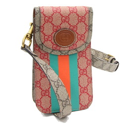 Gucci Shoulder Bag GG Plus 723766 Beige Red Multicolor PVC Leather Pochette Smartphone Supreme Stripe Women's GUCCI
