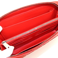 Bottega Veneta Clutch Bag Intrecciato 650524 Red Leather Round Long Wallet Second Men's BOTTEGA VENETA
