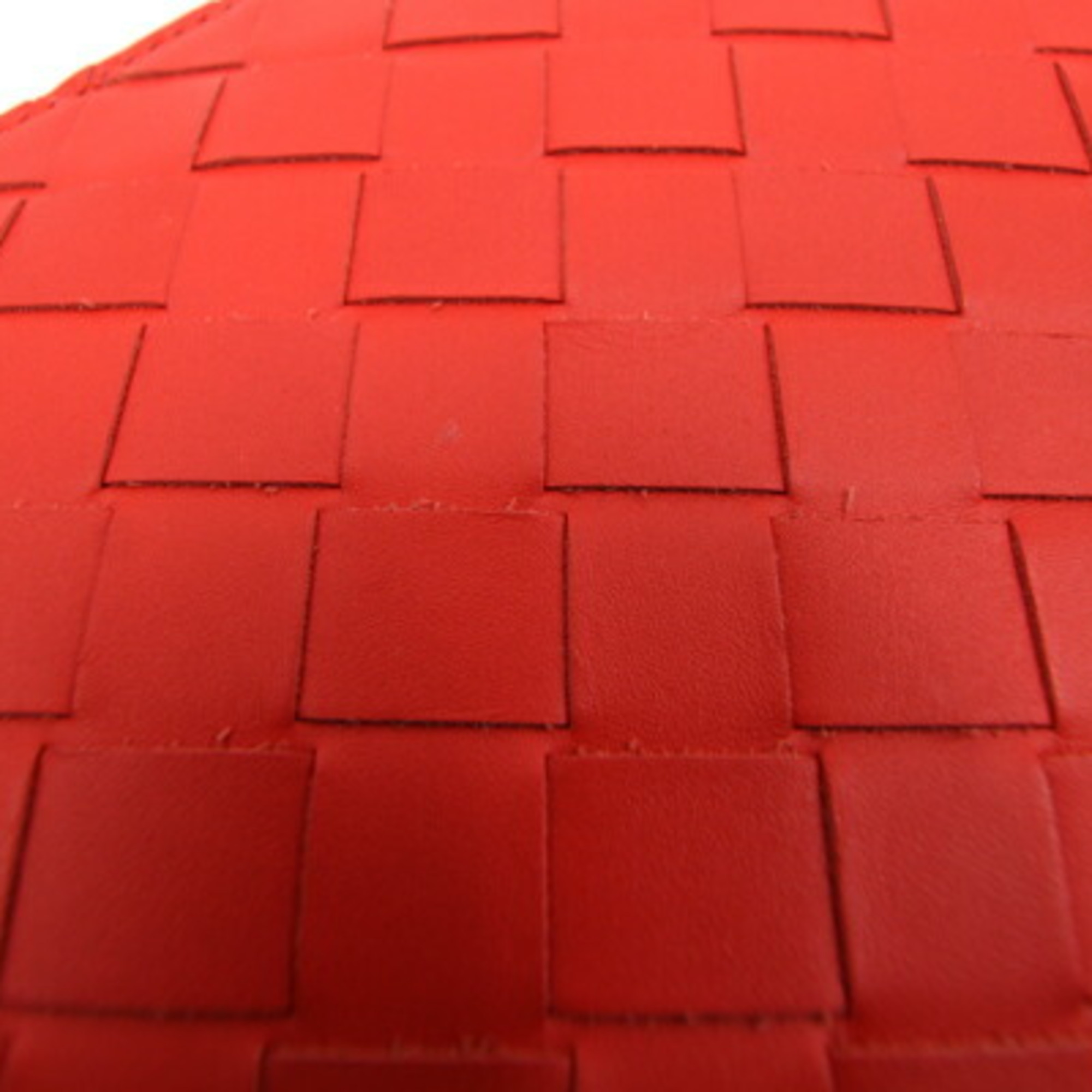 Bottega Veneta Clutch Bag Intrecciato 650524 Red Leather Round Long Wallet Second Men's BOTTEGA VENETA