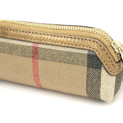 Burberry Pouch Beige Canvas Leather Check Pattern Key Case Men Women BURBERRY