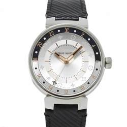 LOUIS VUITTON Tambour Moon Dual Time GM QA105 Men's Watch GMT Silver Dial Quartz