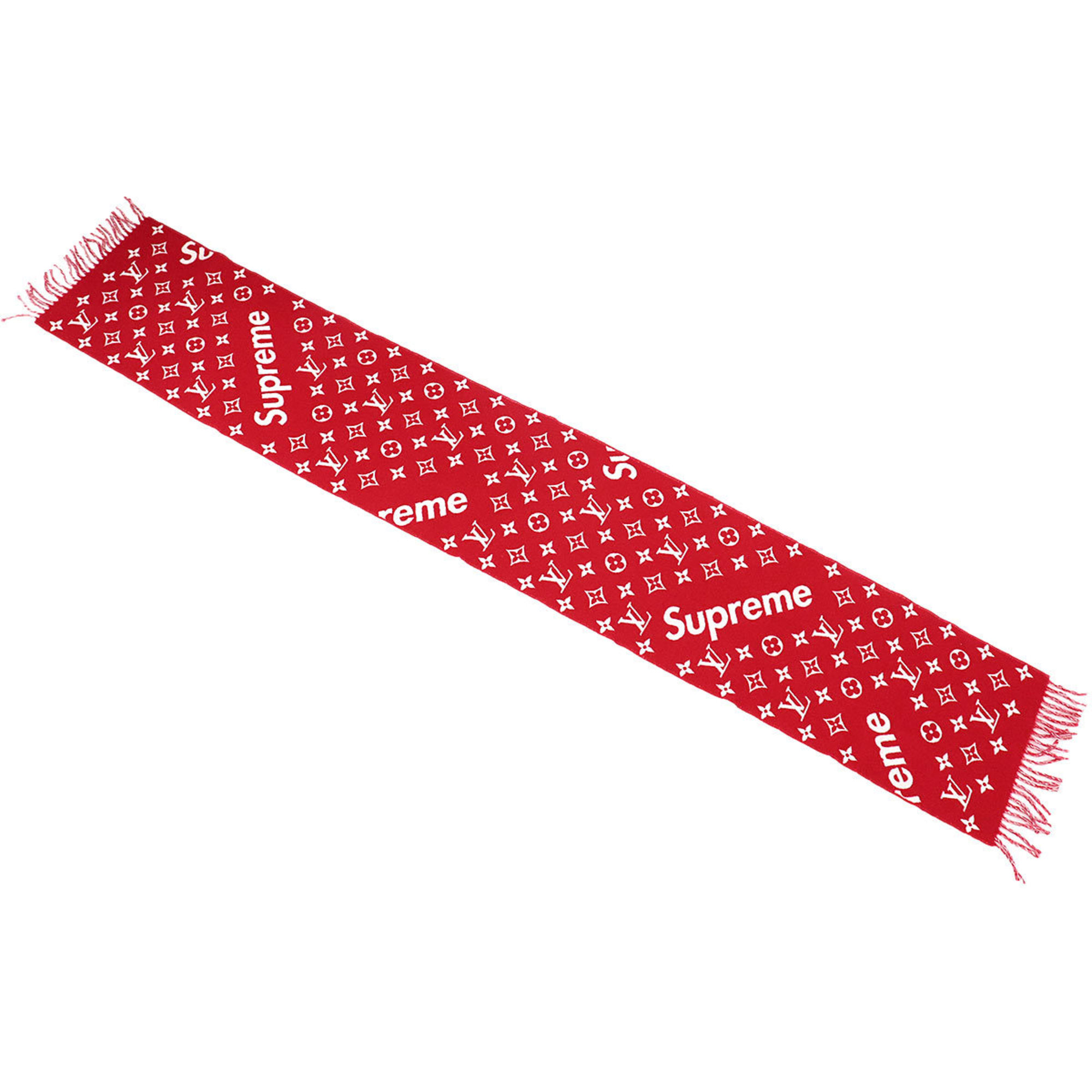 LOUIS VUITTON Supreme Collaboration Scarf Stole Wool Cashmere Red White  MP1890 Winter | eLADY Globazone