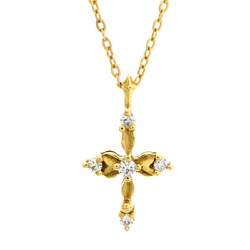 AHKAH Aker a&b K18YG 0.05ct Diamond Fairy Cross Women's Necklace K18 Yellow Gold