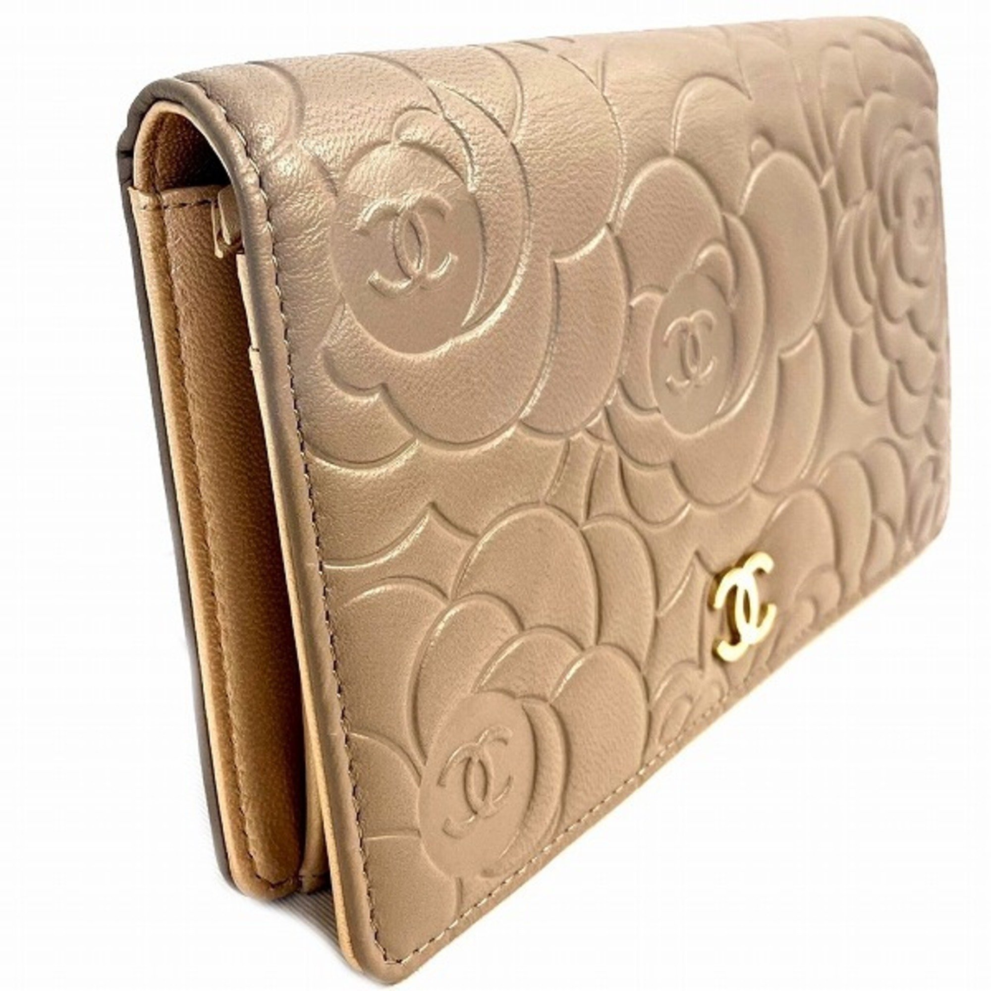 CHANEL Camellia Cocomark Bifold Wallet Long Ladies