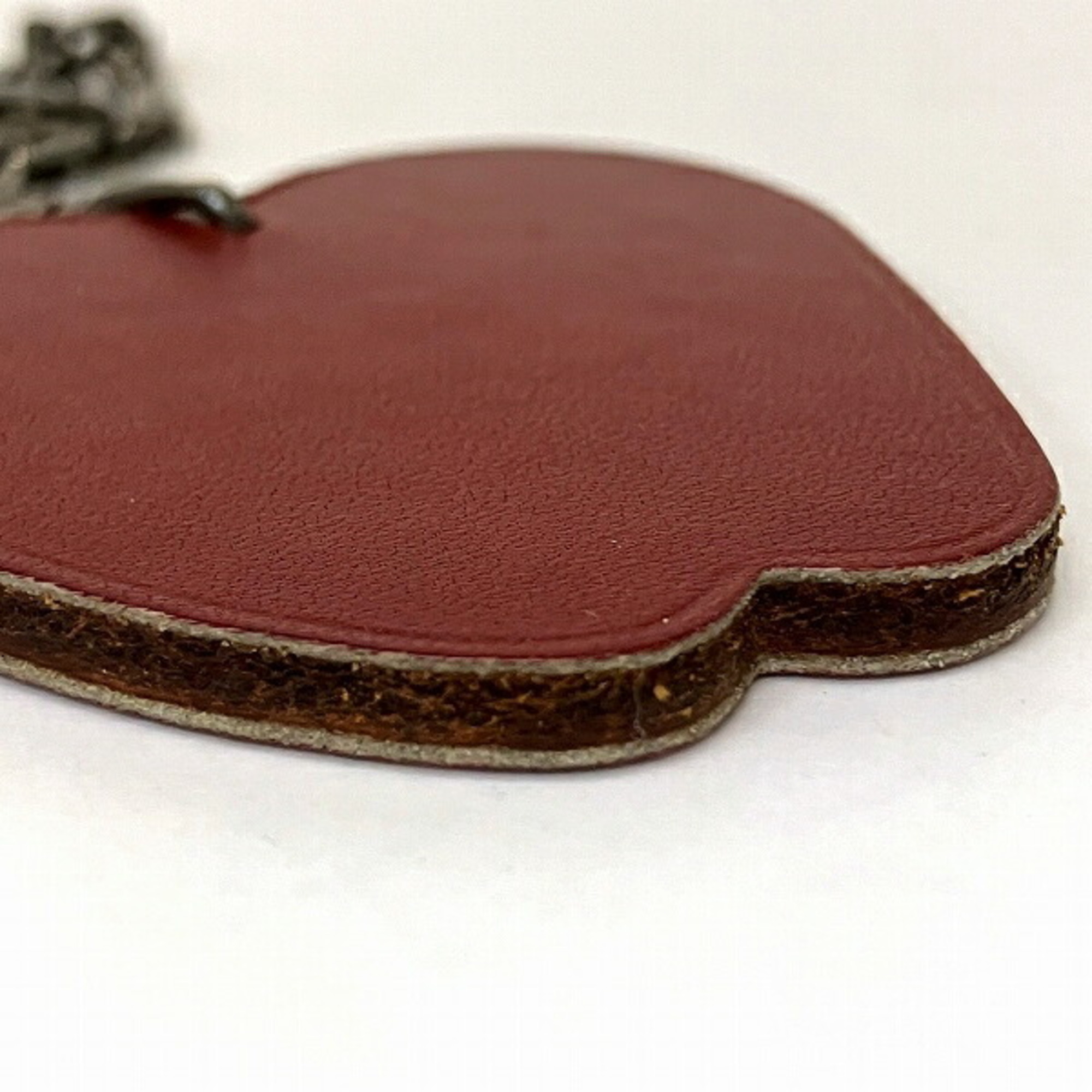 Hermes Brand Accessories Charm Apple Leather Keychain Ladies
