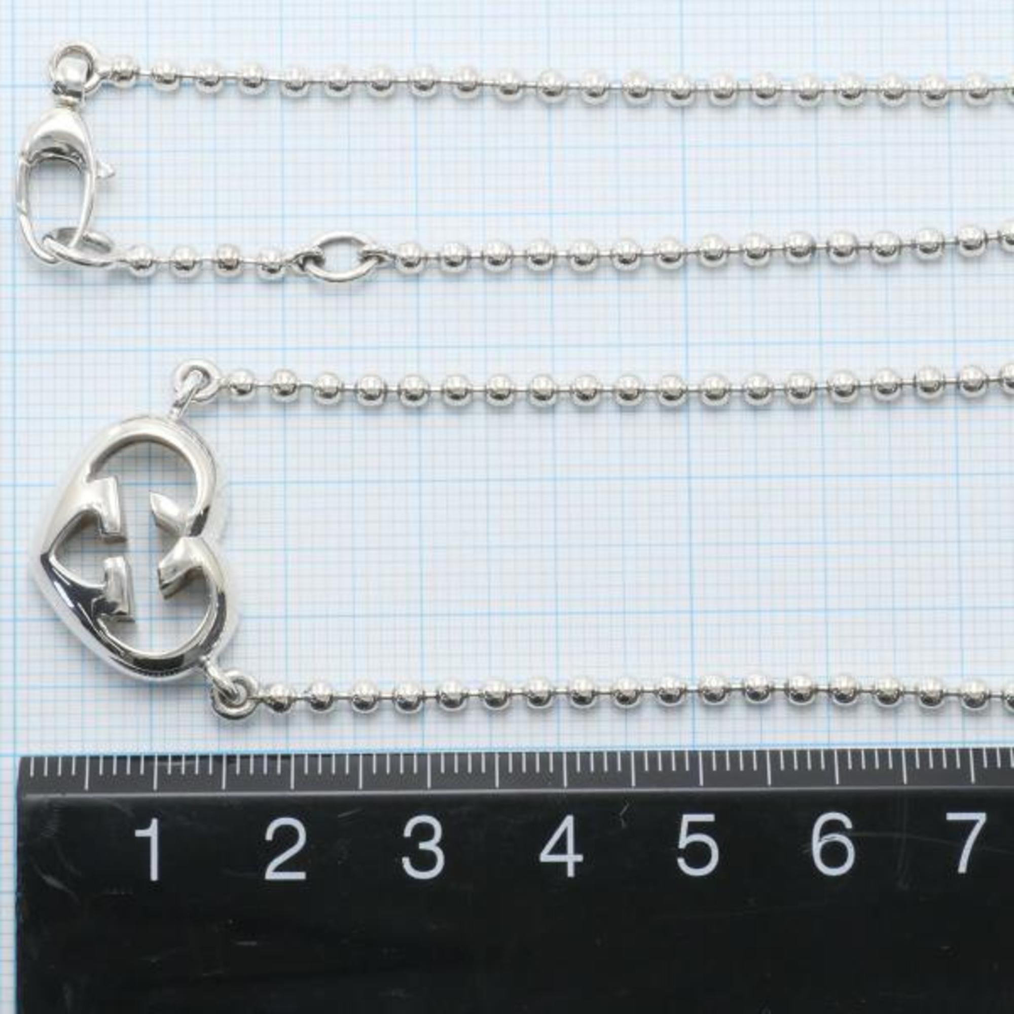 Gucci Interlocking G Heart Silver Necklace Bag Total Weight Approx. 14.8g 40cm Jewelry Wrapping Free