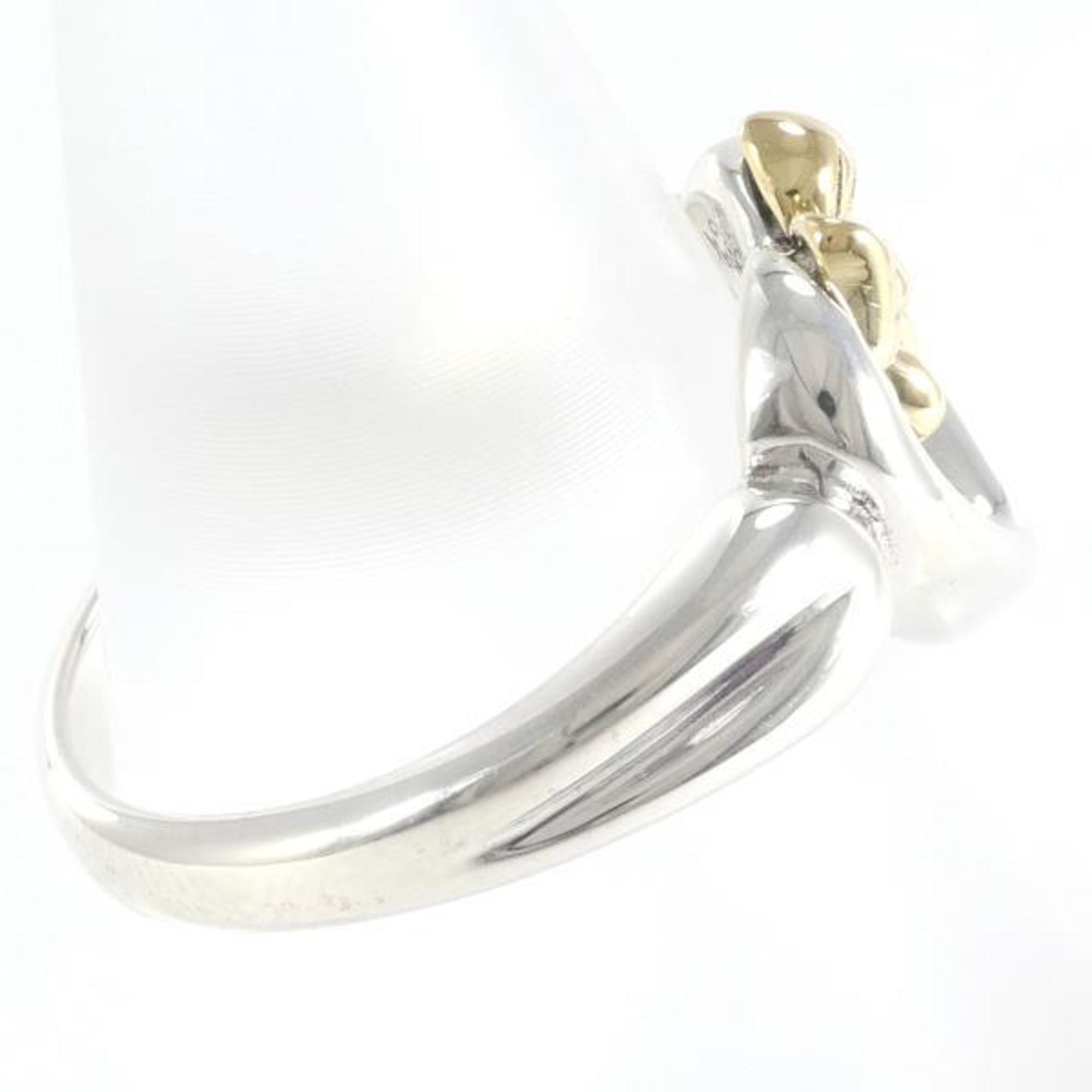 Tiffany Open Heart Ribbon K18YG Silver Ring Size 7.5 Total Weight Approx. 3.4g Jewelry Wrapping Free
