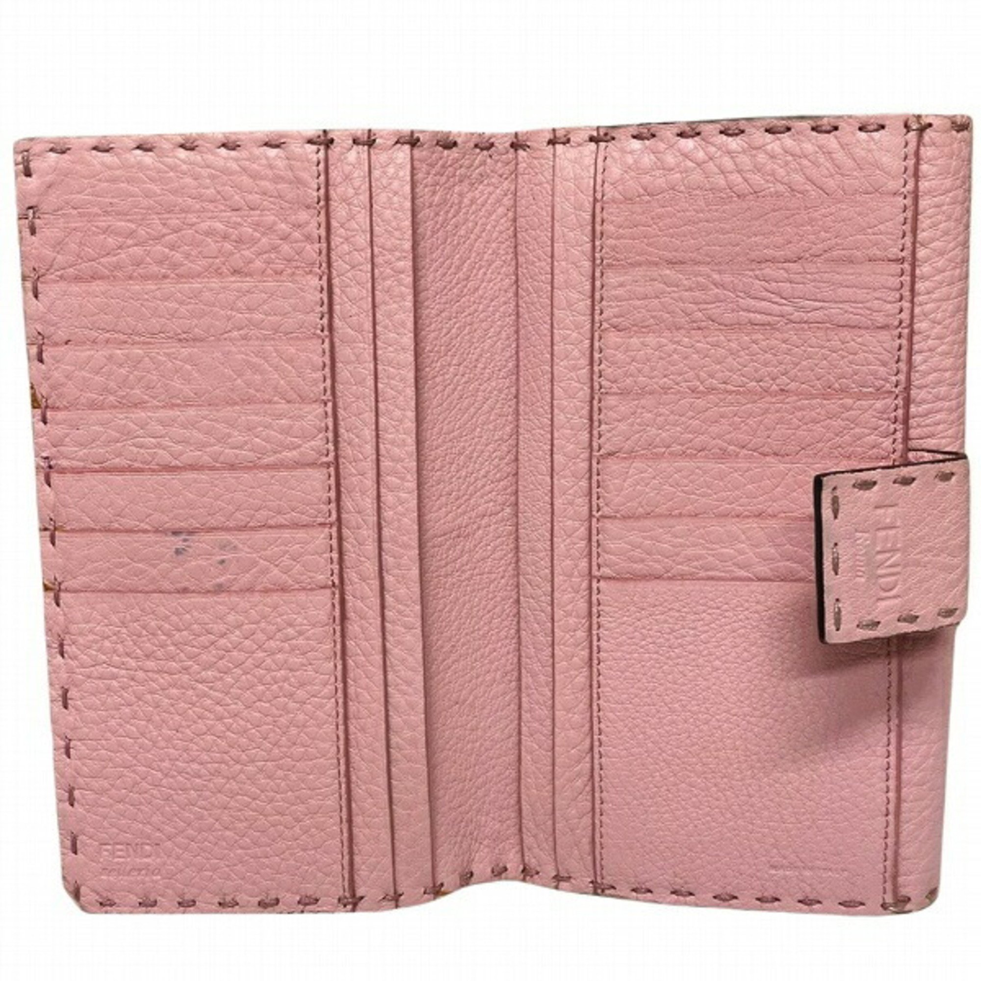 FENDI Selleria Peekaboo 8M0308 Pink Bifold Wallet Ladies