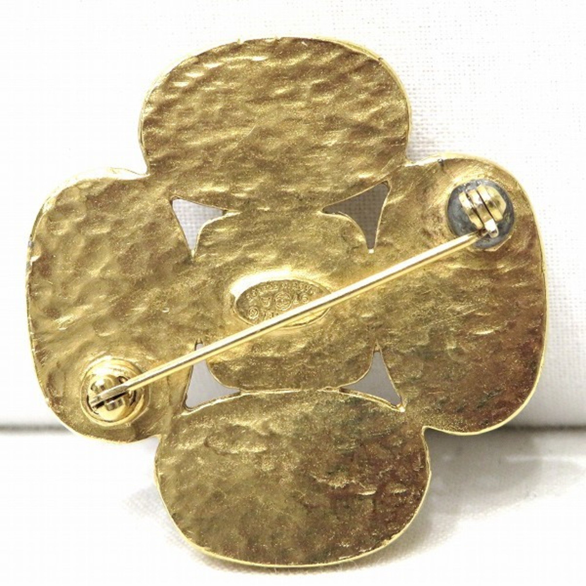 CHANEL Cocomark Stone 97A Gold Vintage Brand Accessory Brooch Ladies