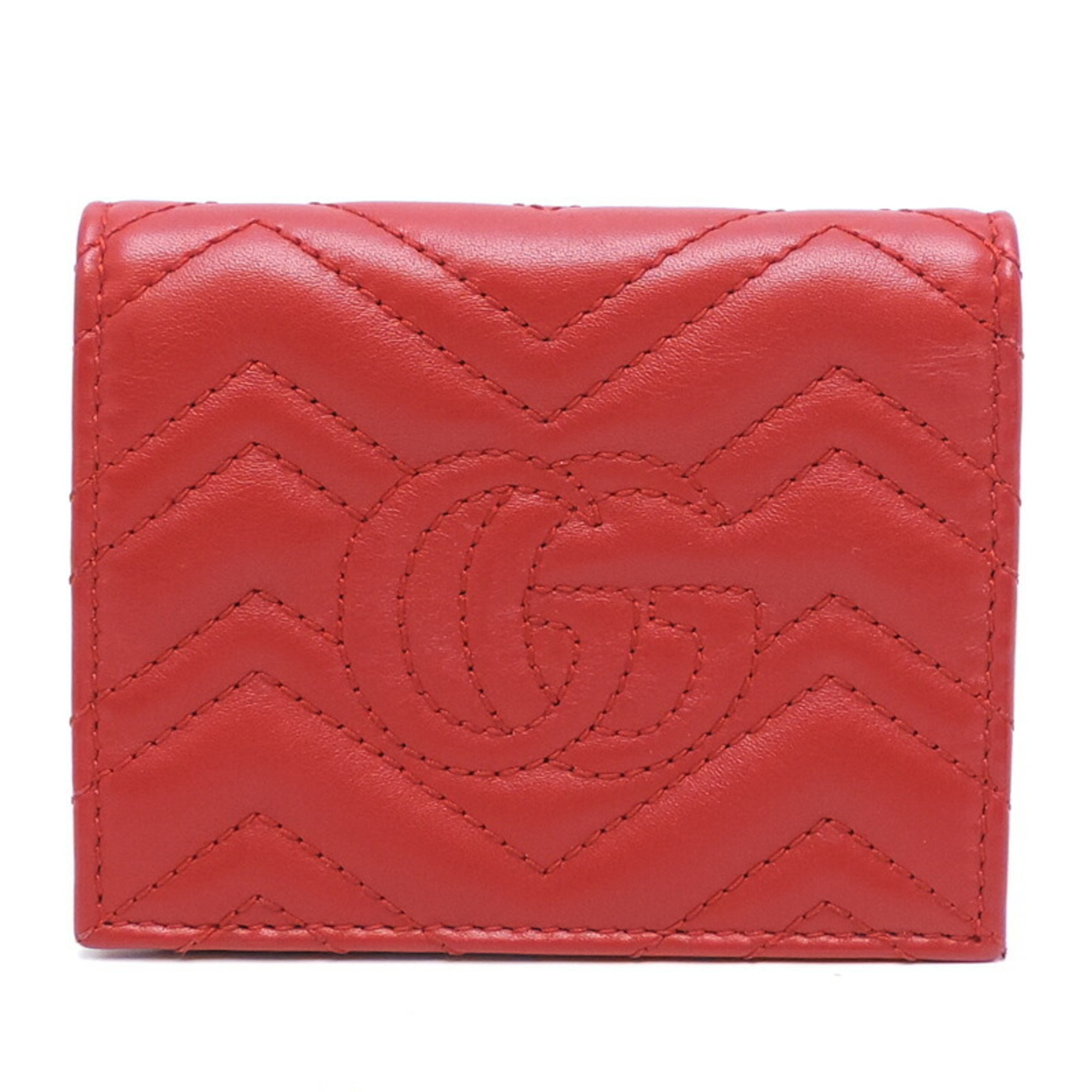 Gucci GG Marmont Billfold Women's Bifold Wallet 443125 Leather Red