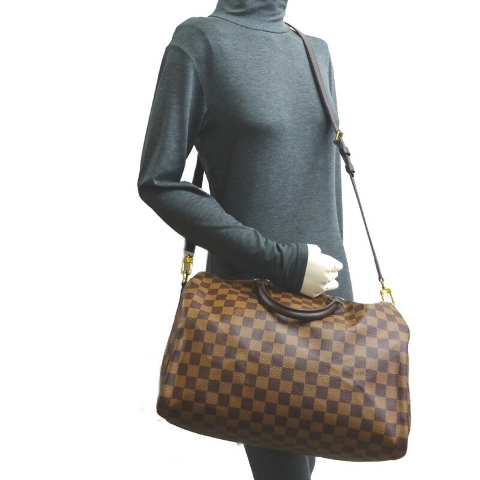 Louis Vuitton Speedy Bandouliere 35 Women's/Men's Boston Bag N41366 Damier Ebene (Brown)