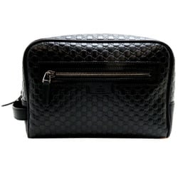 Gucci Outlet Micro Shima Women's/Men's Second Bag 419775 Leather Black