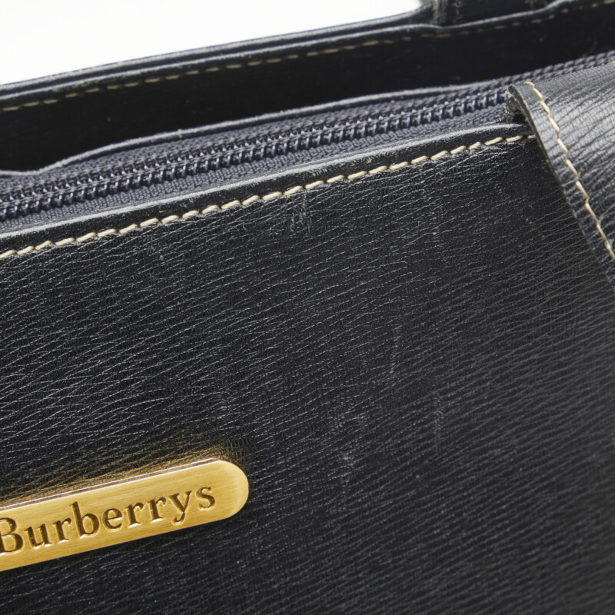 Burberry Nova Check Shadow Horse Plate Shoulder Bag Tote Black Leather Women's BURBERRY