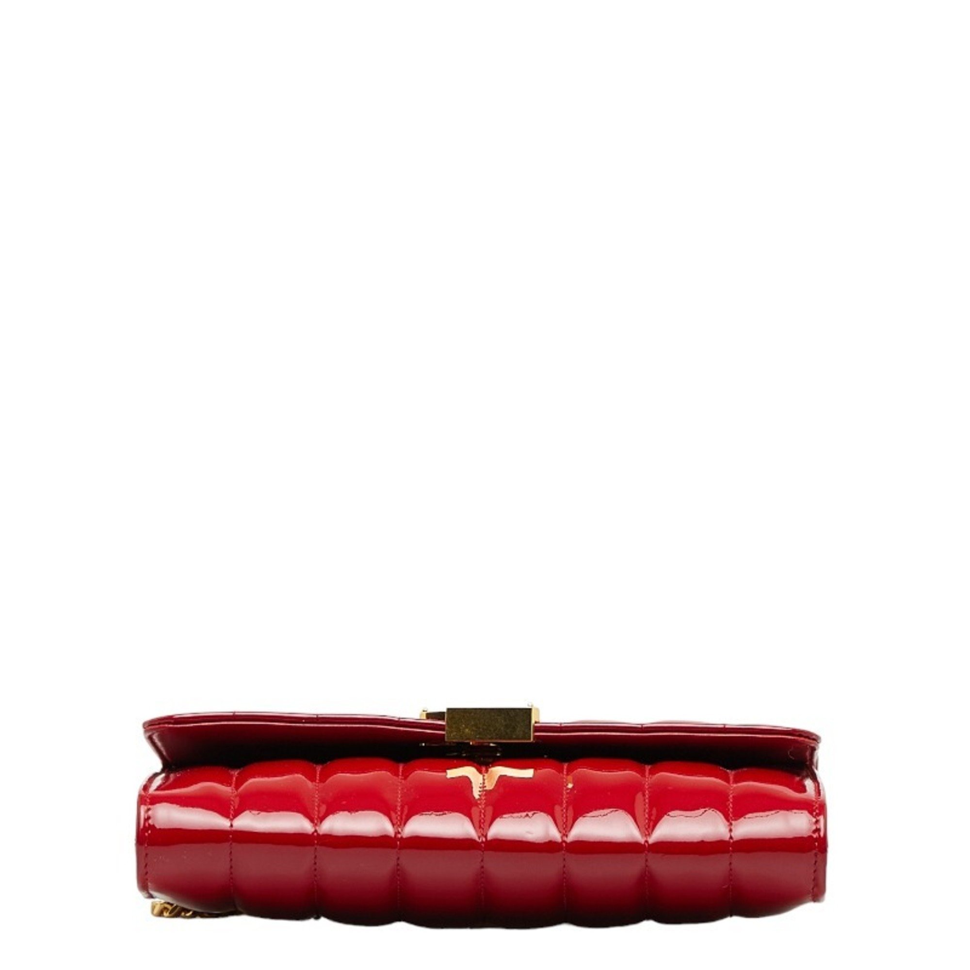 Saint Laurent Viki YSL Chain Shoulder Bag 554125 Red Patent Leather Women's SAINT LAURENT