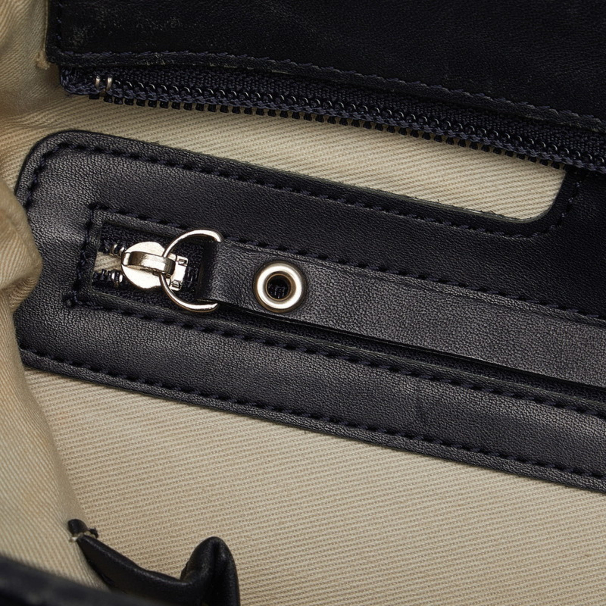 Burberry Check Handbag Tote Bag Beige Black Canvas Leather Women's BURBERRY
