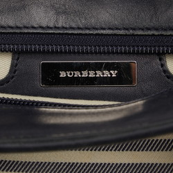 Burberry Check Handbag Tote Bag Beige Black Canvas Leather Women's BURBERRY